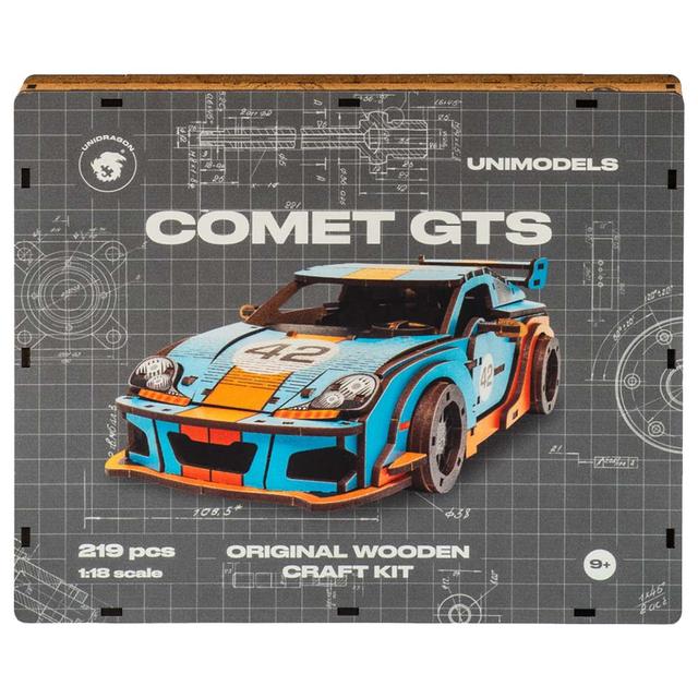 Unidragon - Figured Wooden Puzzle Kit - Unimodeis Comet GTS - 219pcs - Blue/Orange