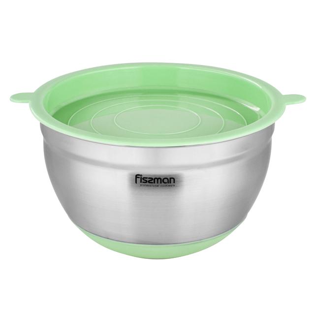 Fissman - Stainless Steel Mixing Bowl - Silver/Green - 4.5 L