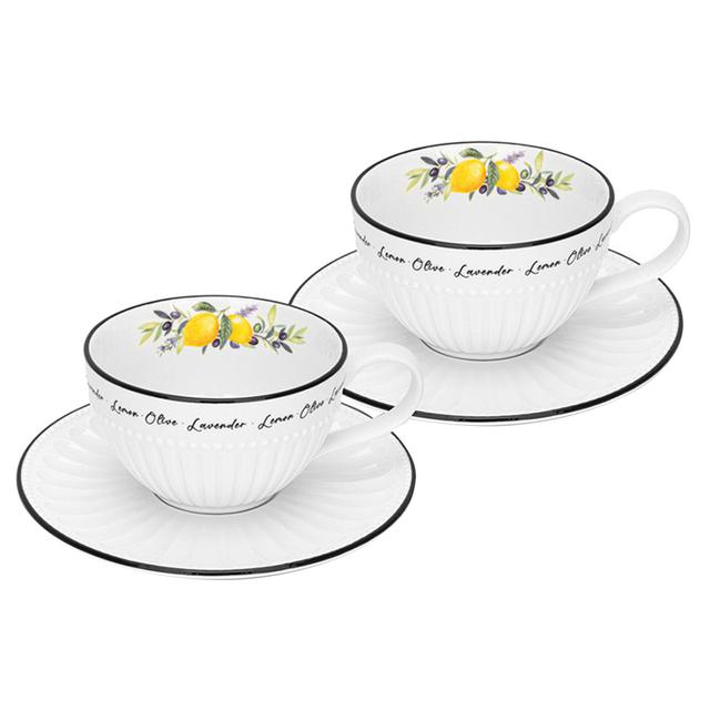 Fissman - Lemon Provence Series Cup & Saucer Set - 250 ml - 4pcs