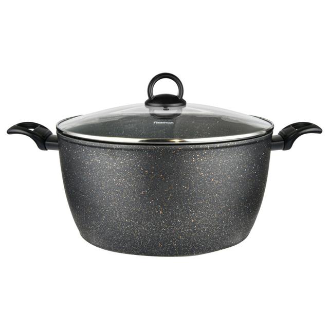 Fissman - Magna Series Aluminum Stockpot With Glass Lid - Black - 7.35 L