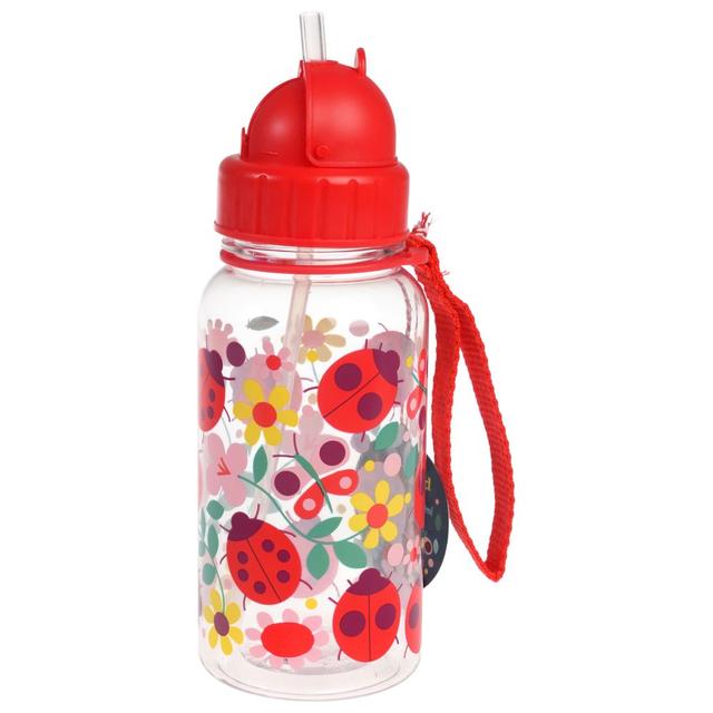 Rex London - Children's Water Bottle With Straw - Ladybird - 500 ml