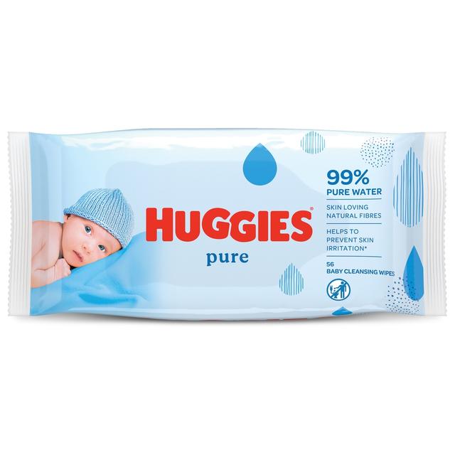 Huggies - Pure Baby Wipes, 99% Pure Water Wipes, 1 Pack x 56 Wipes