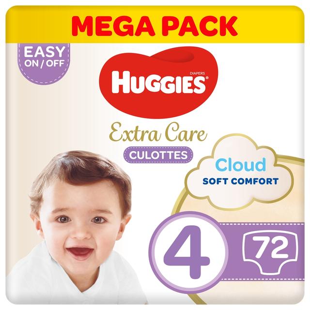 Huggies - Extra Care Culottes, Size 4, 9-14 kg, Mega Pack, 72 Diaper Pants