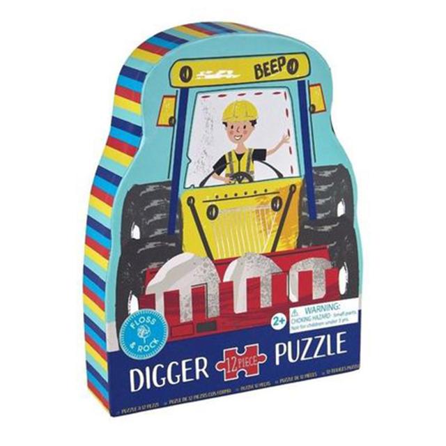 Floss & Rock - Digger Shaped Jigsaw Puzzle - 12pcs