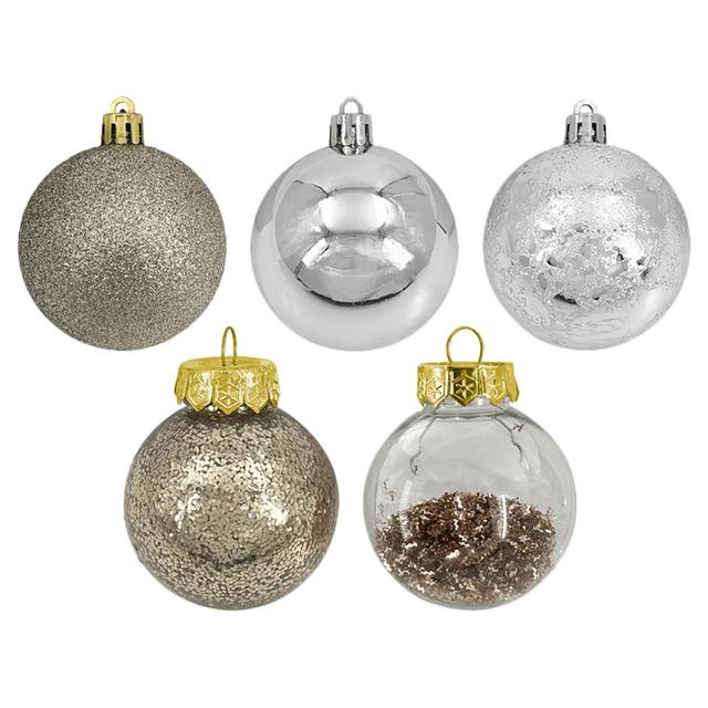 Christmas Magic - Christmas Designed Baubles - Gold & Silver - 30pcs