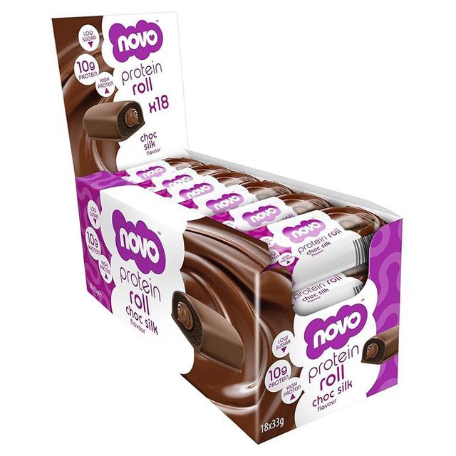 Novo - 10g Protein Choc Silk Protein Roll Bar - 33 g - Pack of 18