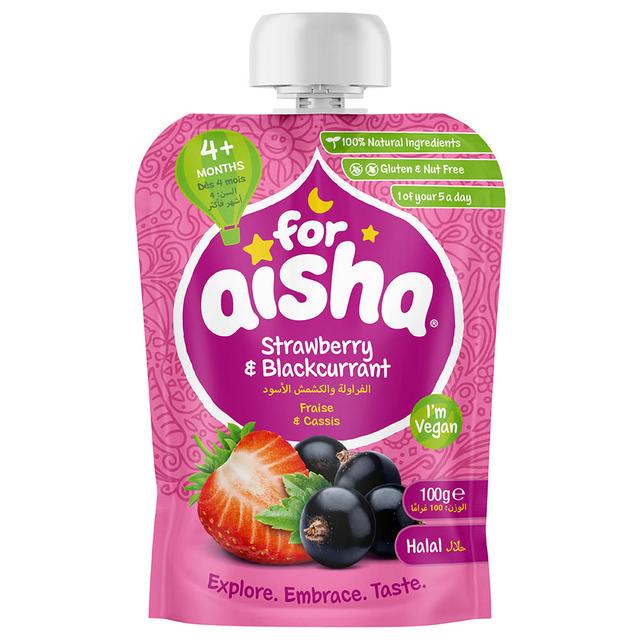 For Aisha - Baby Food Pouch - Strawberry & Blackcurrant - 100g