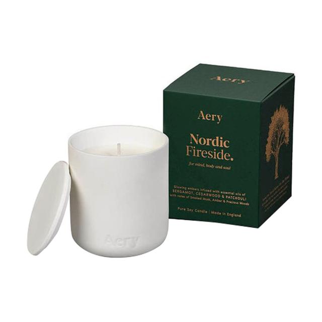 Aery - Nordic Fireside Matte Ceramic Candle With Lid - White