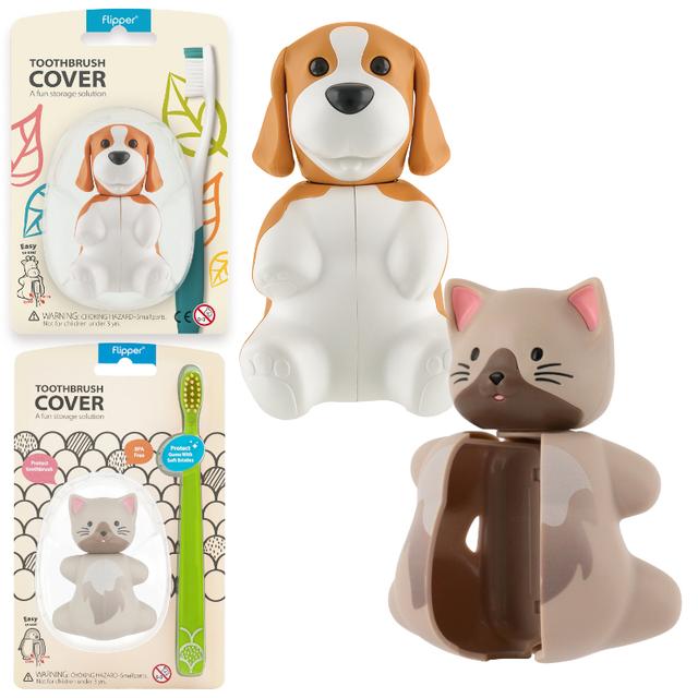 Flipper - Toothbrush Cover Bundle - Fun Animal Series - Beagle & Cat