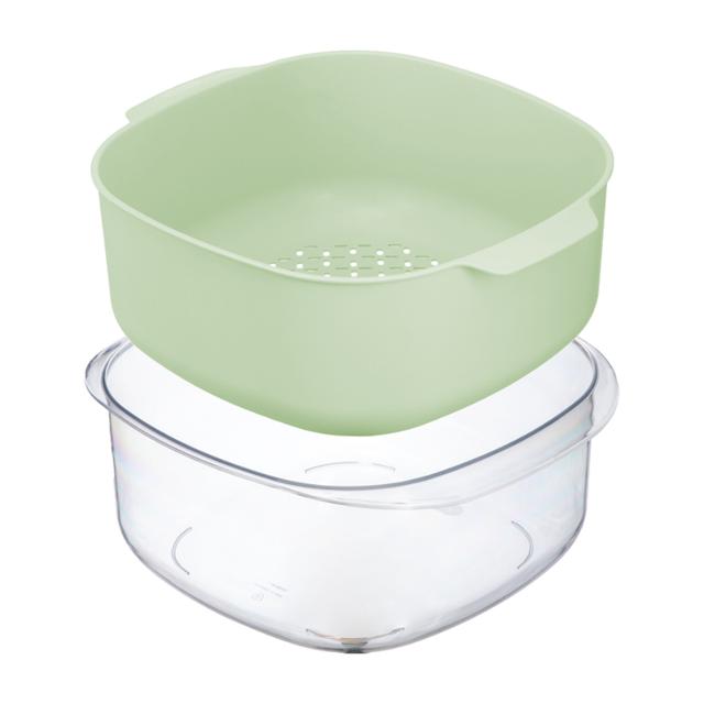 Inochi - Yoko Square Colander And Bowl Set - Avocado Green - 27 cm