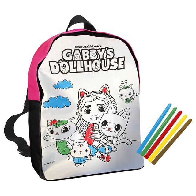 Gabby's Dollhouse - Colouring Backpack w/ Markers - 16-inch