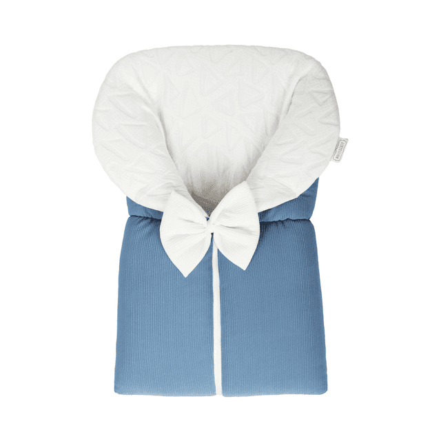 White&Grey - Baby Sleeping Bag W/ White Bow - Blue