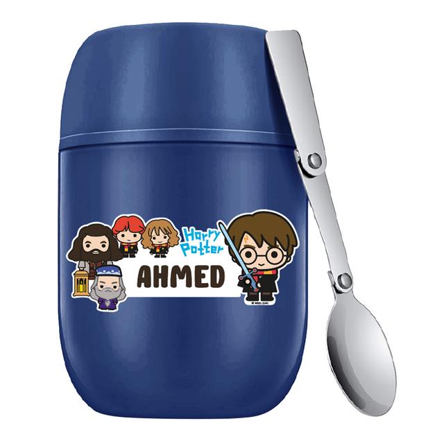 Essmak - Personalized Harry Potter 1 Food Thermos With Spoon - Blue - 475 ml