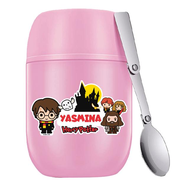 Essmak - Personalized Harry Potter 1 Food Thermos With Spoon - Pink - 475 ml