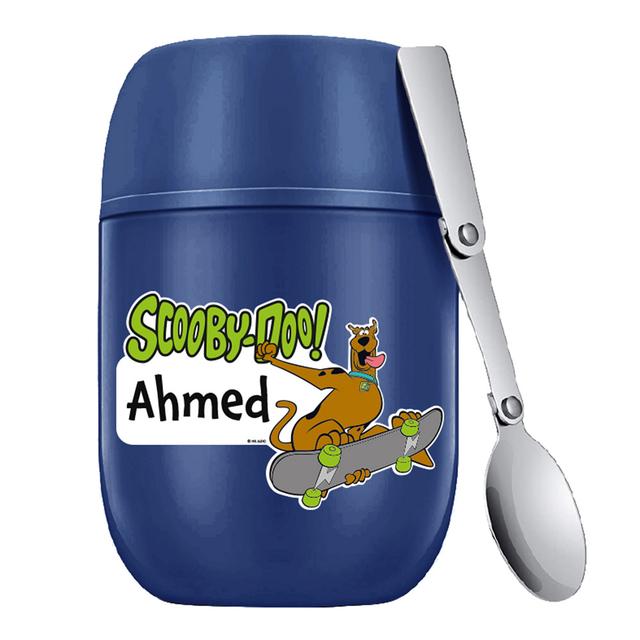 Essmak - Personalized Scoobydoo 2 Food Thermos With Spoon - Blue - 475 ml