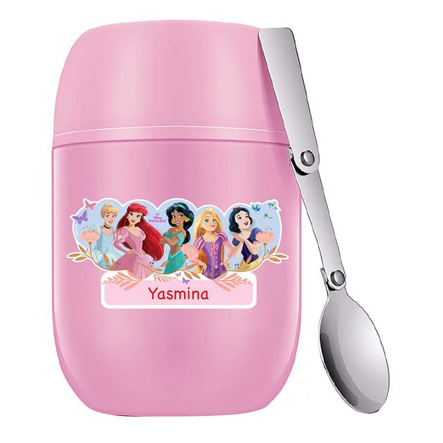 Essmak - Personalized Disney Princess Food Thermos With Spoon - Pink - 475 ml