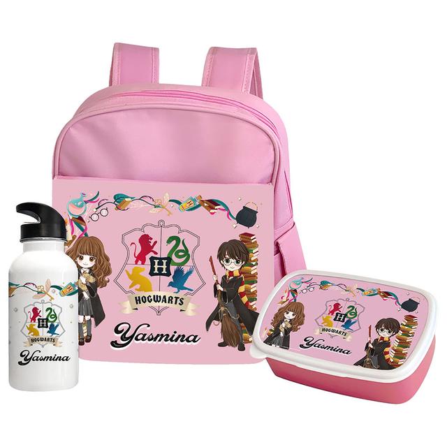 Essmak - Personalized Harry Potter Backpack Set For Kids - 3pcs - Pink - 12-Inch