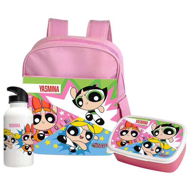 Essmak - Personalized Powerpuff Girls Backpack Set For Kids - 3pcs - Pink - 12-Inch