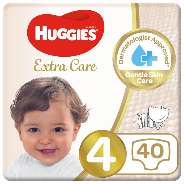 Huggies - Extra Care, Size 4, 8 -14 kg, Value Pack, 40 Diapers