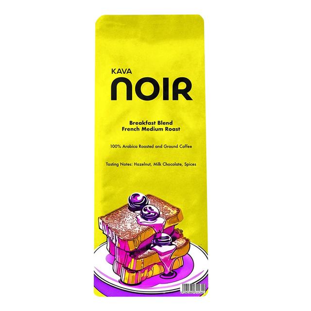 Kava Noir - Breakfast Blend - French Medium Roast Ground Coffee - 250g