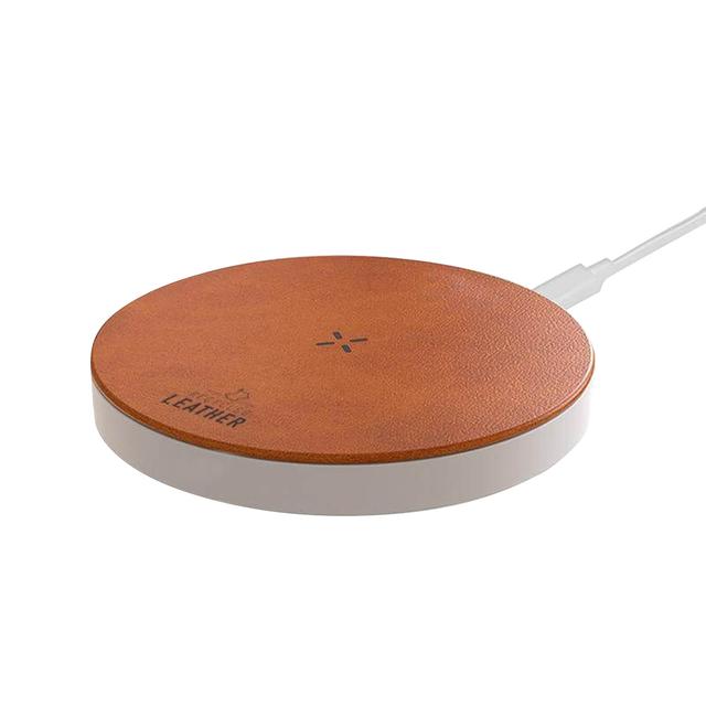 Memorii - Anzio Leather Wireless Charger - White/Tan - 15W