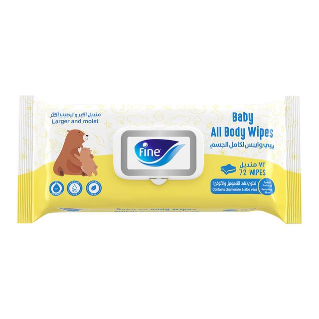 Fine - Baby All Body Wipes - Chamomile And Aloe Vera - 72pcs