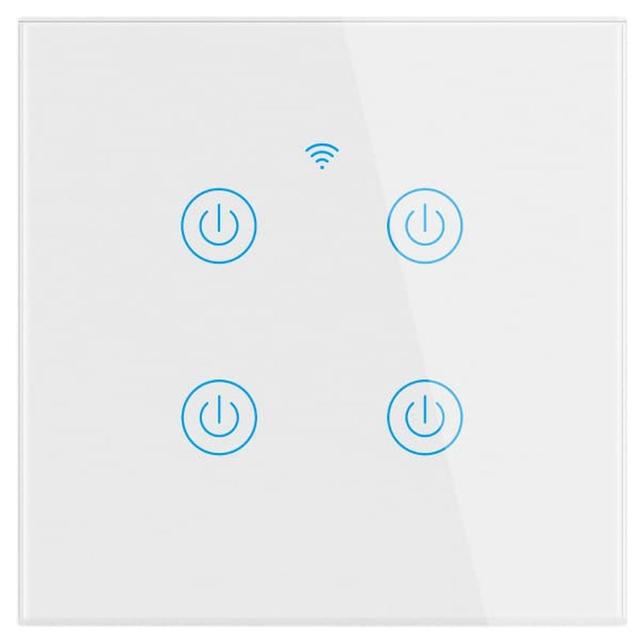 Blupebble - 4 Gang Smart Wall Switch w/ Wifi & Bluetooth Connectivity - White