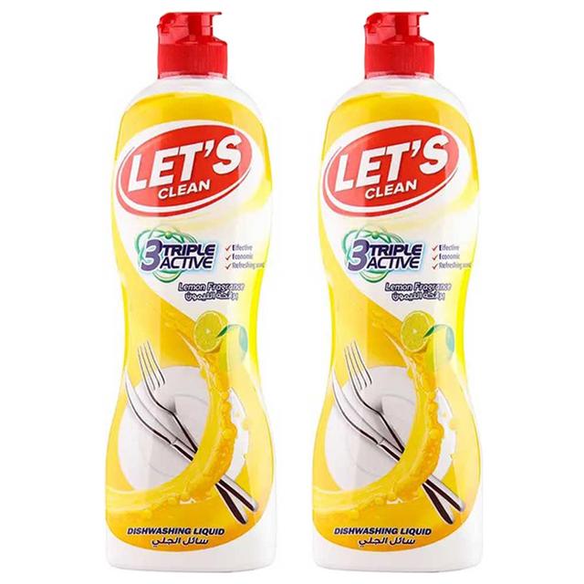 Let's Clean - Dishwashing Liquid - Lemon - 500 ml - Pack of 2