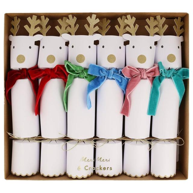 Meri Meri - Reindeer With Velvet Bows Crackers - 6pcs