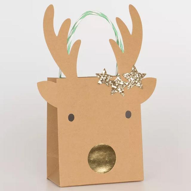 Meri Meri - Small Reindeer With Stars Gift Bags - 2pcs