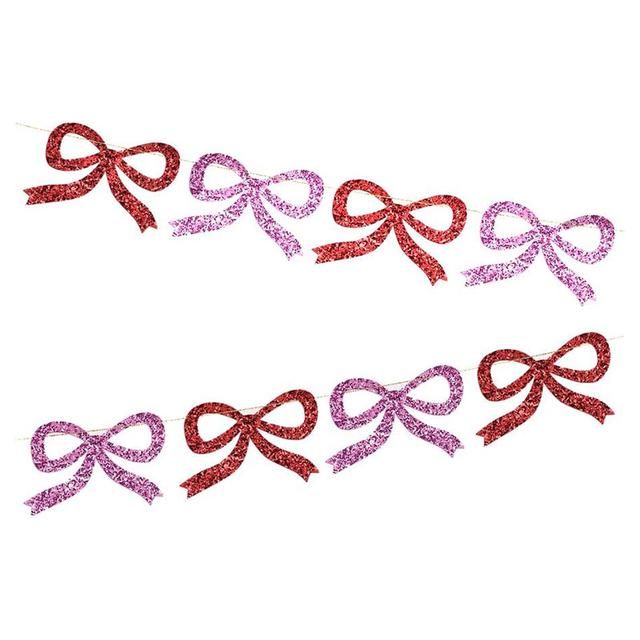 Meri Meri - Red & Pink Glitter Bow Garland