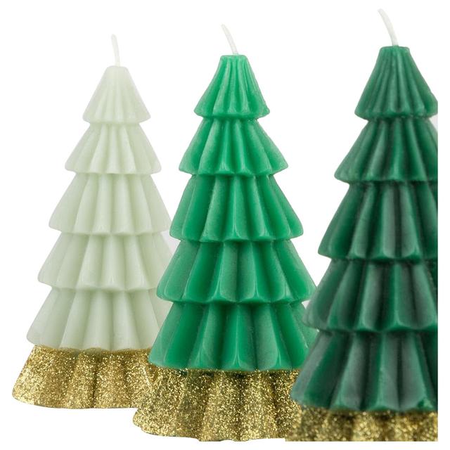 Meri Meri - Green Tree Candles - 3pcs