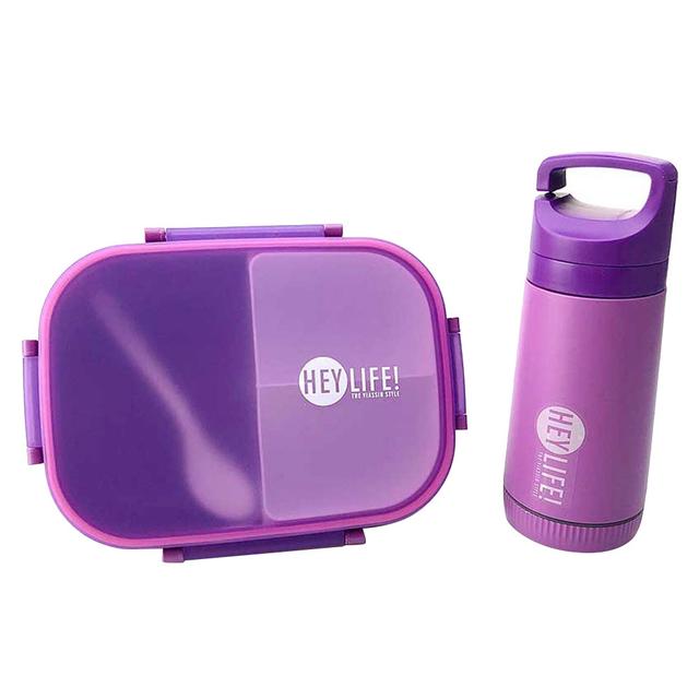 Star Babies - 3 Compartment Lunch Box With Spoon And Water Bottle - Purple