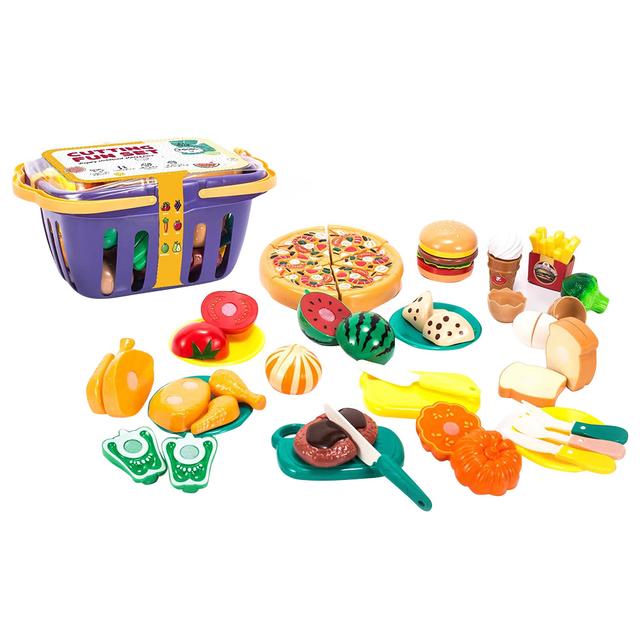 Little Angel - Kid's Fruits & Vegetables In Basket Toy Set - 26pcs