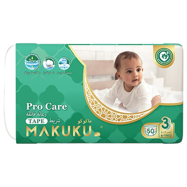 Makuku - Premium Diapers Procare Tape S3 - M - 6-11Kg - 50pcs