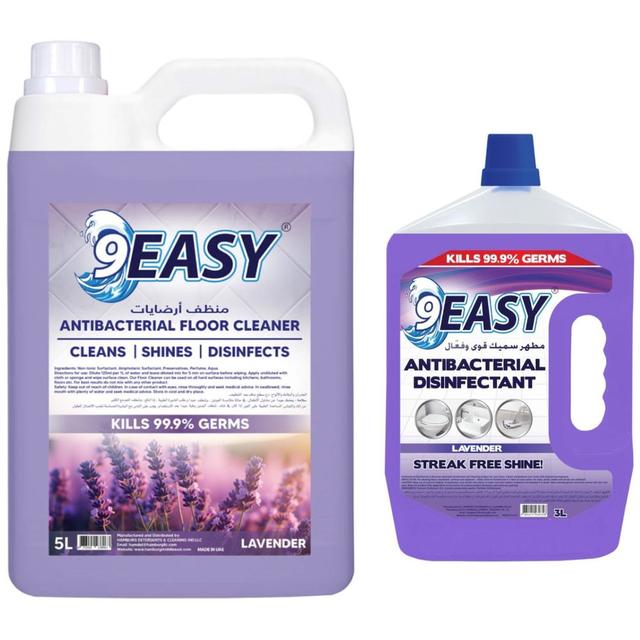 9Easy - Antibacterial Disinfectant - 3L + Floor Cleaner - 5L - Lavender