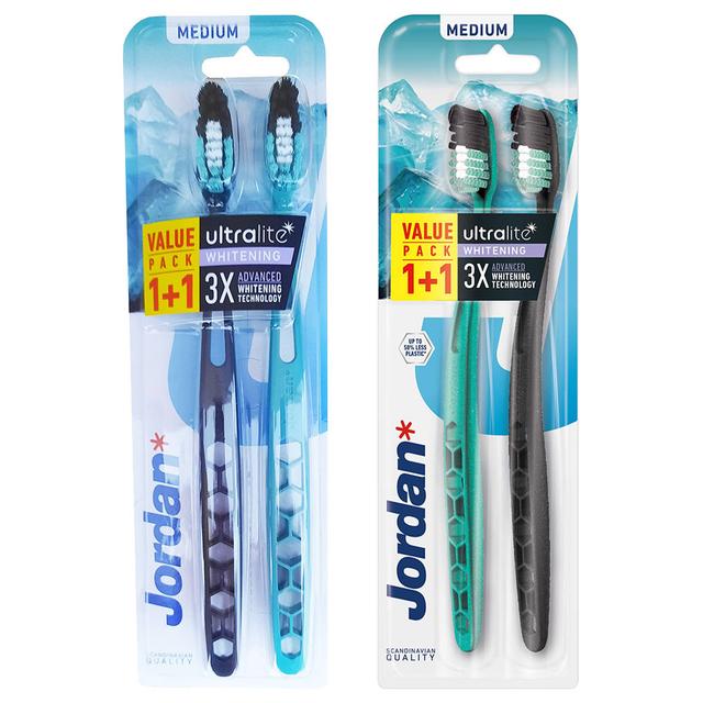 Jordan - Ultralite Whitening Medium Toothbrush - Pack of 2 - Color May Vary