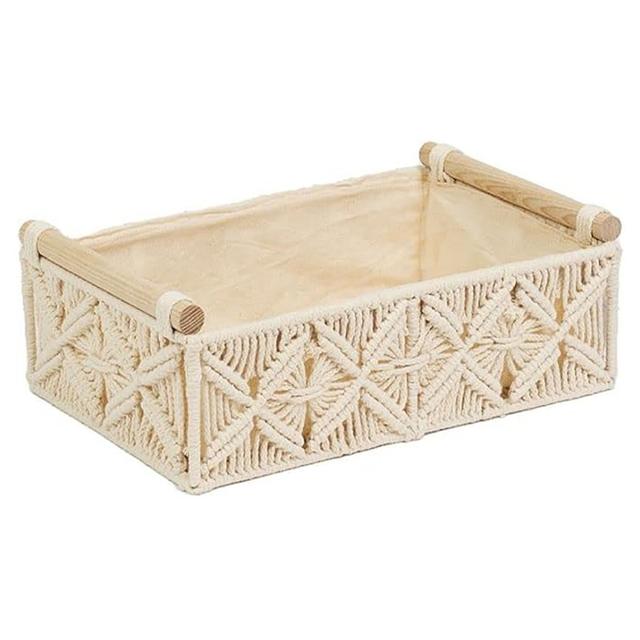 Homesmiths - Cotton Rope Basket w/ Handle - Ivory - L - 34 X 22 X 10cm