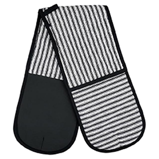 Homesmiths - Stripe Double Oven Mitt - Black