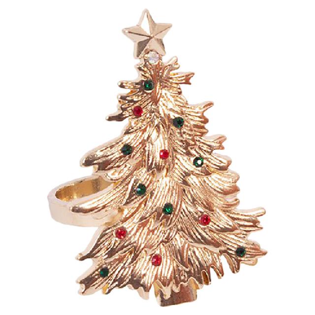 Rsw - Gold Gem Christmas Tree Napkin Ring