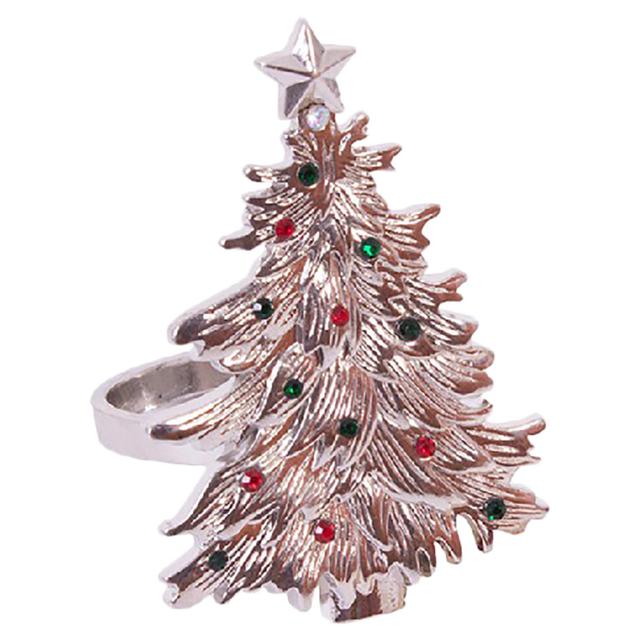 Rsw - Silver Gem Christmas Tree Napkin Ring