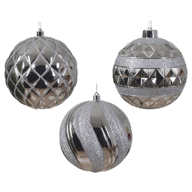 Kaemingk - Baubles Shatterproof - 12 cm - Silver - Style May Vary