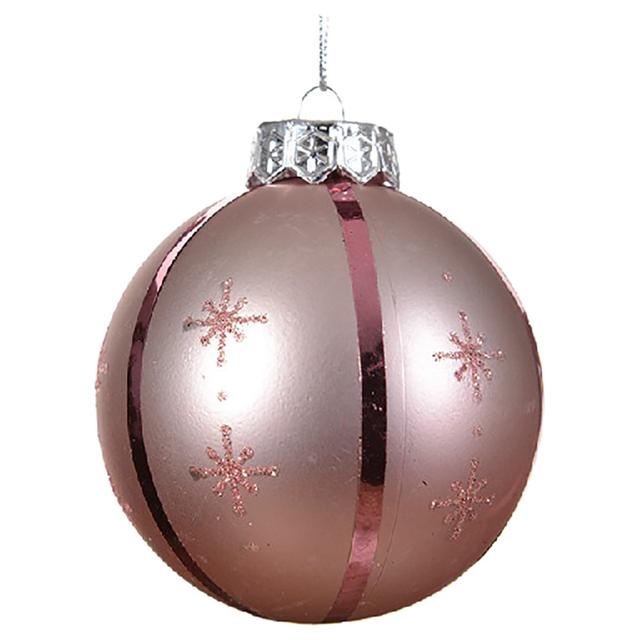 Kaemingk - Bauble On Wire Shatterproof Matt Snowflakes - 8 cm - Blush Pink