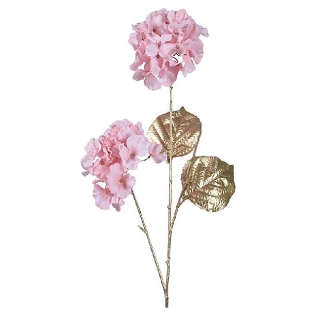 Kaemingk - Hydrangea On Stem Polyester w/ Matt - Gold/Pink