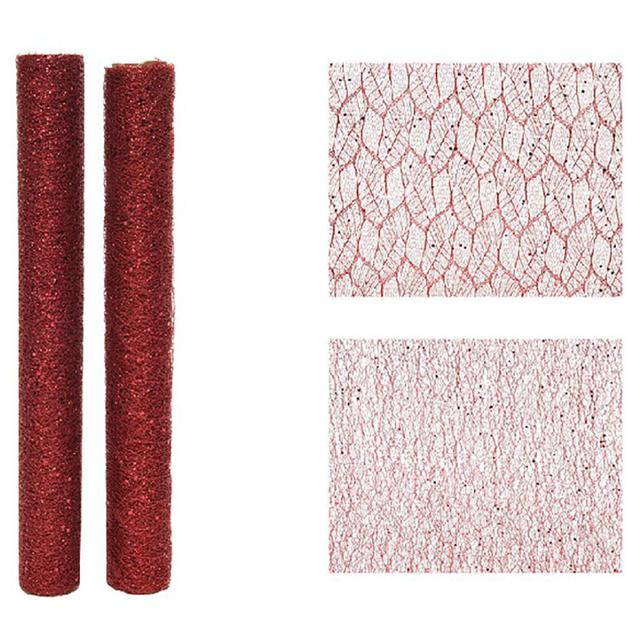 Kaemingk - Deco Fabric Polyester Glitter Structure - Red