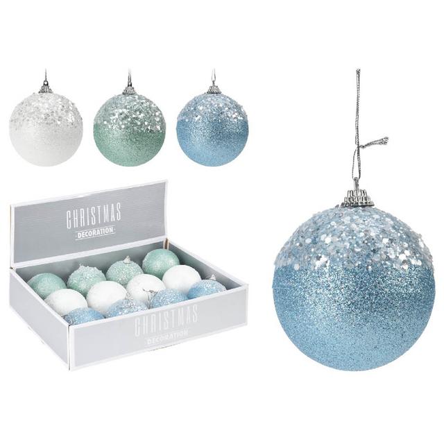 Koopman - Caa730330 Xmas Glitter Ball Deco - 80mm - Style May Vary