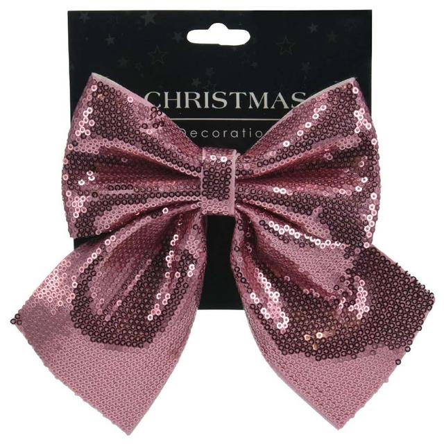 Koopman - Xmas Bow Paillette - 17 cm - Pink