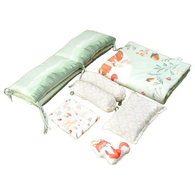 Fancy Fluff - Organic Baby Cot Bedding Set - 7pcs - Woodland