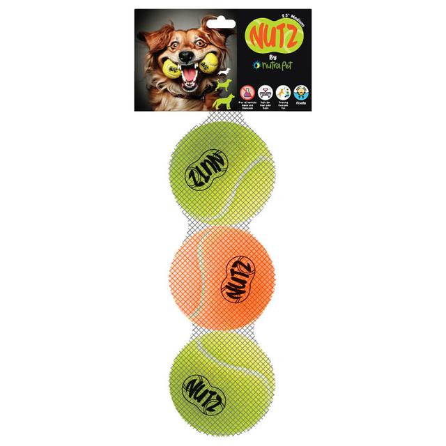 Nutrapet - Nutz Non Squeaker & Squeaker Tennis Balls - M - 3pcs