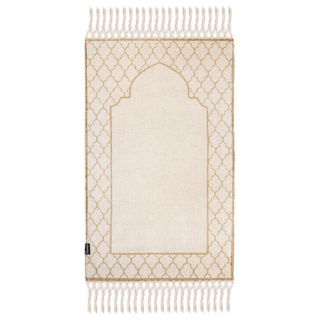 Khamsa - Comfort Kids Muslim Prayer Mat With Padding - Tan - 55x110cm